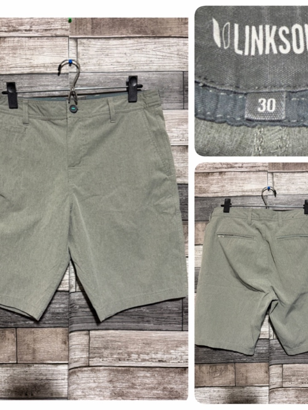 Linksoul Golf Shorts Men’s 30 Heather Green (Inseam 9) Performance Stretch